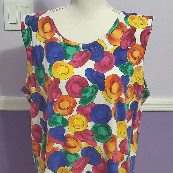 Picone Sports Colorful Beach Hats Sleeveless Shift Tunic Top - Picture 2 of 8